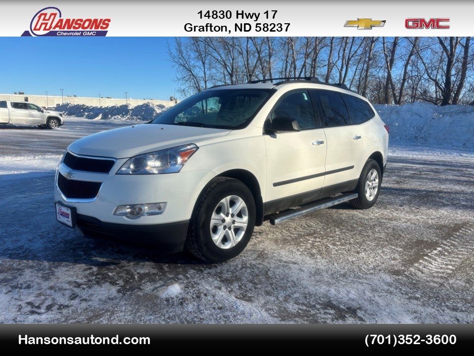 2012 Chevrolet Traverse LS in White — front three-quarter view