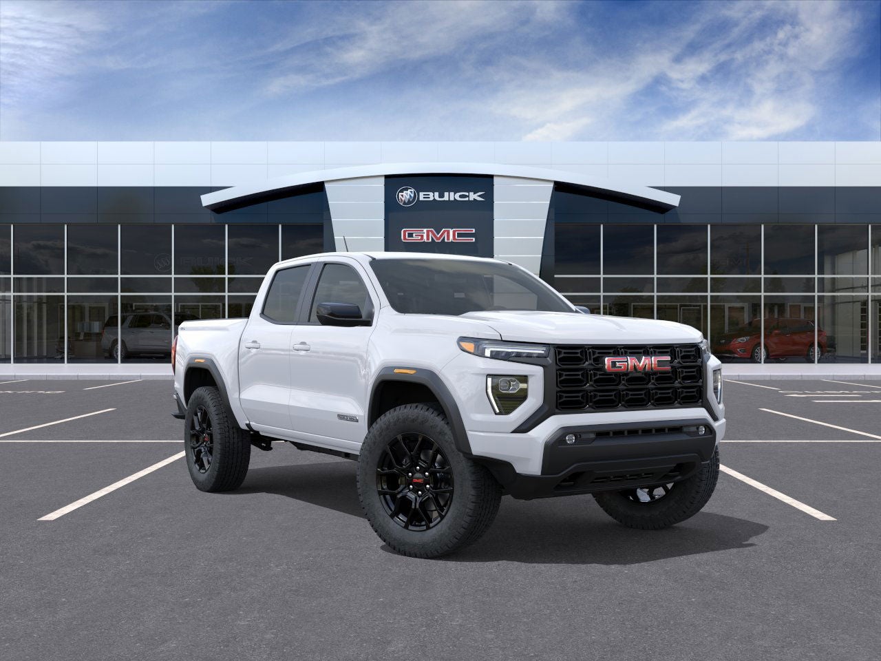 2025 GMC Canyon Elevation in Summit White — front three-quarter view