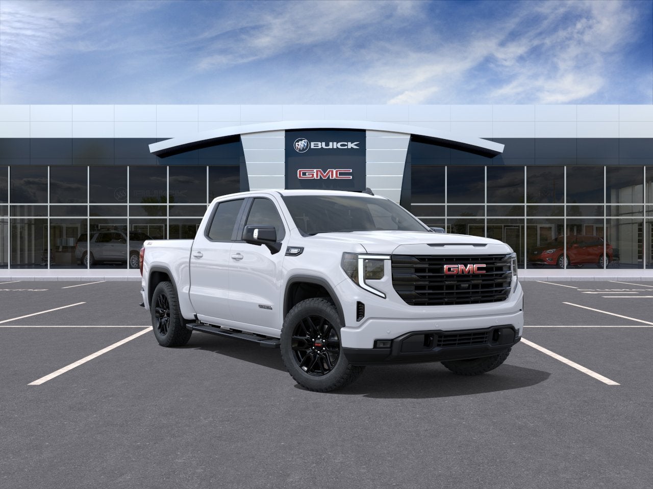 2026 GMC Sierra 1500 Elevation in Summit White — front three-quarter view