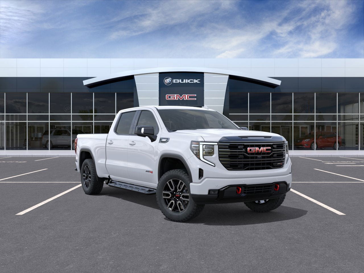 2026 GMC Sierra 1500 AT4 in Summit White — front three-quarter view