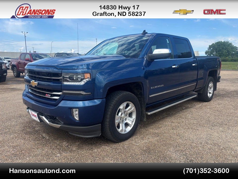 2018 Chevrolet Silverado 1500 LTZ in Deep Ocean Blue Metallic — front three-quarter view