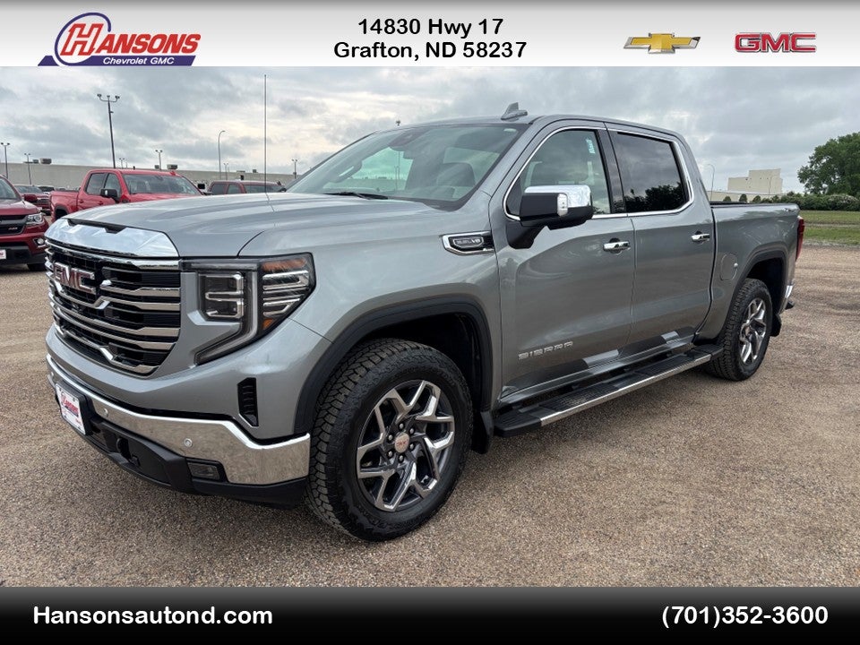 2024 GMC Sierra 1500 SLT in Sterling Metallic — front three-quarter view