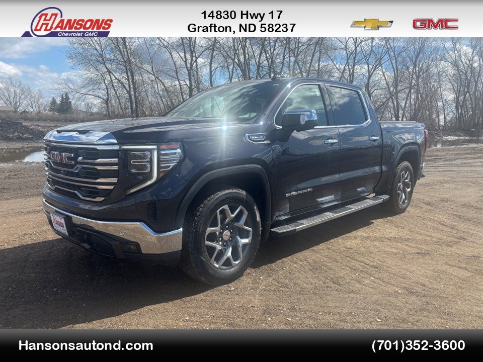 2023 GMC Sierra 1500 SLT in Titanium Rush Metallic — front three-quarter view