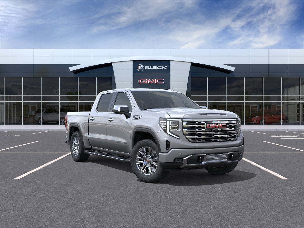 2026 GMC Sierra 1500 Denali in Sterling Metallic — front three-quarter view
