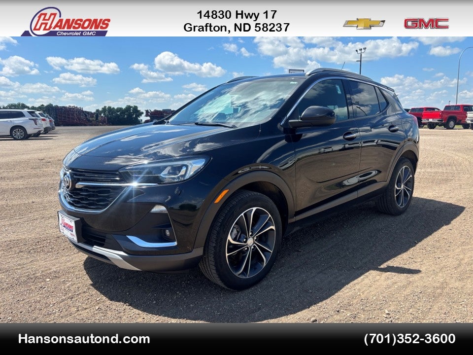 2022 Buick Encore GX Essence in Ebony Twilight Metallic — front three-quarter view